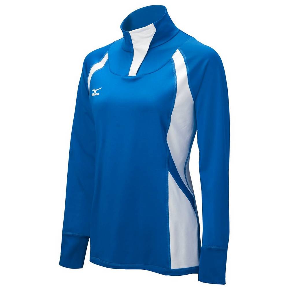 Womens Mizuno Nine Collection: Drive Half-Zip Jacket Royal/White Philippines (HNRMQU314)